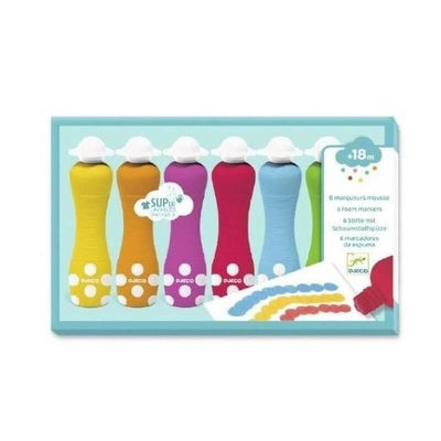 DJECO - Set of 6 ergonomic, easy to clean foam markers for kids