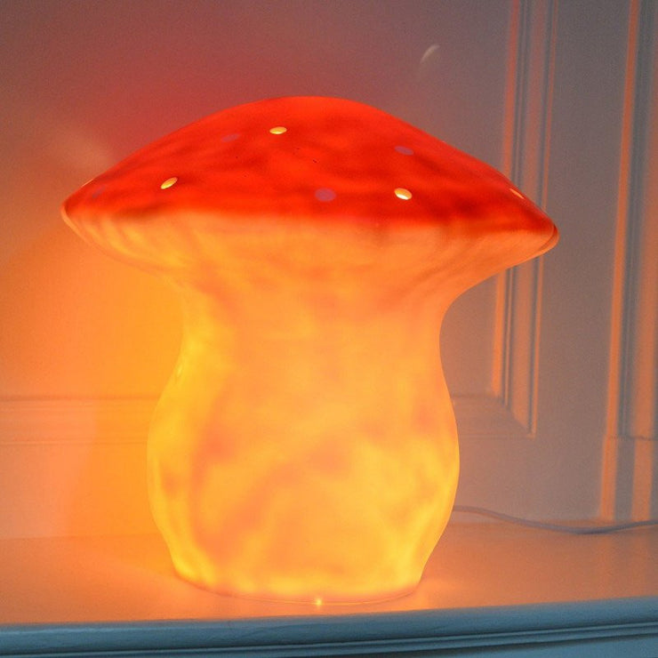 Large red mushroom lamp