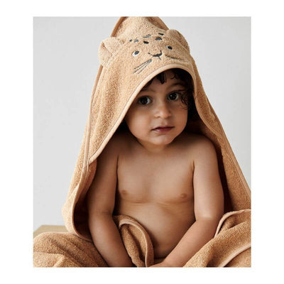 LIEWOOD - Hooded bath towel for kids - leopard apricot - 100% organic cotton