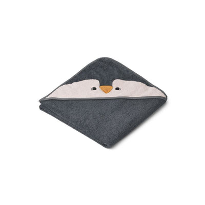 LIEWOOD - Hooded bath towel - penguin grey - 100% organic cotton