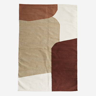 MADAM STOLTZ - handmade Cotton rug - graphic design - brown tones