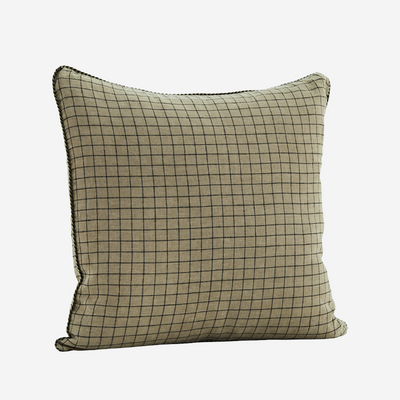 Cushion cover "Checked linen" - Taupe