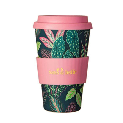 SASS AND BELLE - Bamboo coffee cup - variegated leaves 