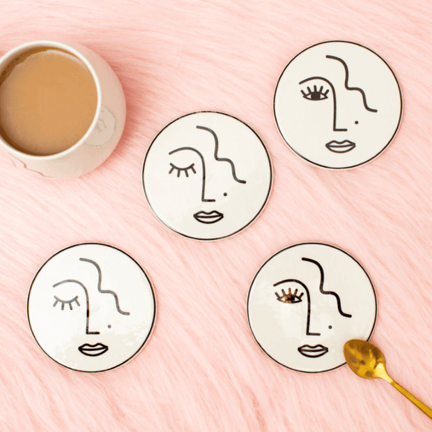 SASS AND BELLE - Abstract face coasters - set of 4 - original tableware element