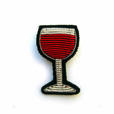Embroidered brooch - Red wine glass