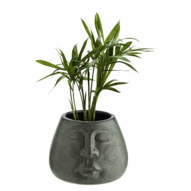madam stoltz plant pot MADAM SOLTZ - Green flower pot with face imprint