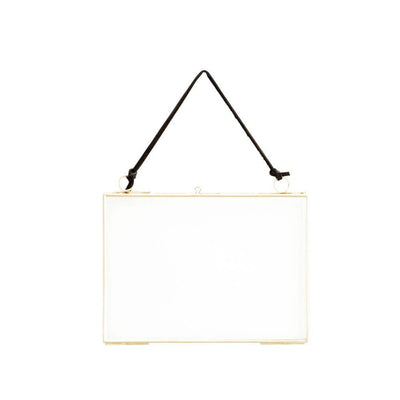 Hanging photo frame - Brass and leather