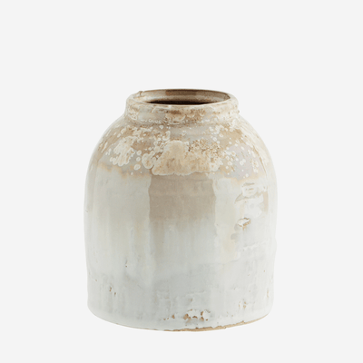 Small stoneware vase - Honey and white