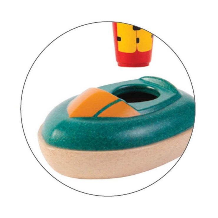 PLAN TOYS - Wooden speed boat - Bath toy - Details