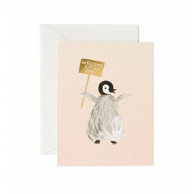 RIFLE PAPER CO - Birth card - Welcome little one Penguin