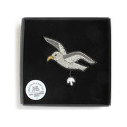 MACON & LESQUOY - Hand embroidered brooch - Seagull - Box
