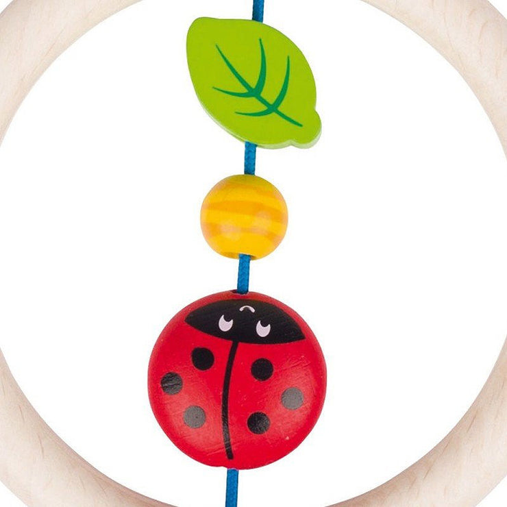 Wooden Rattle Ring - Ladybug