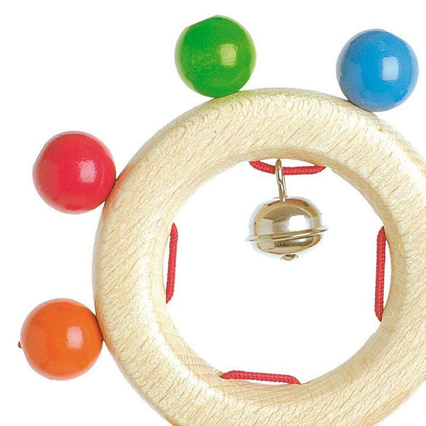 Wooden Ring Rattle - Multicolour Bells