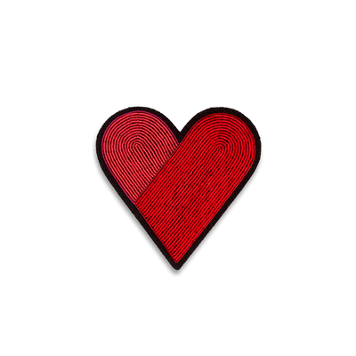 Embroidered brooch - Bicolor heart