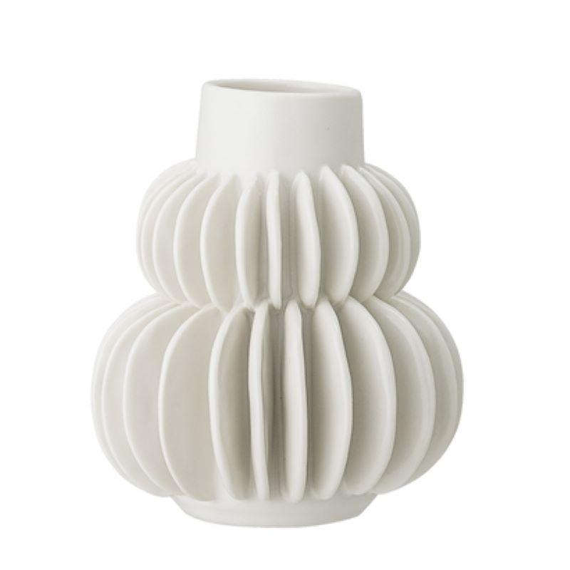 BLOOMINGVILLE - White round vase in stoneware