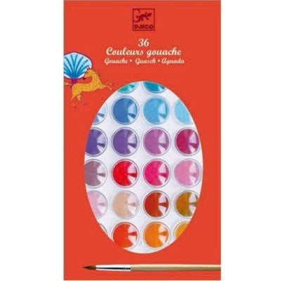 Djeco - 36 gouache pastilles for kids - arts and crafts easy 