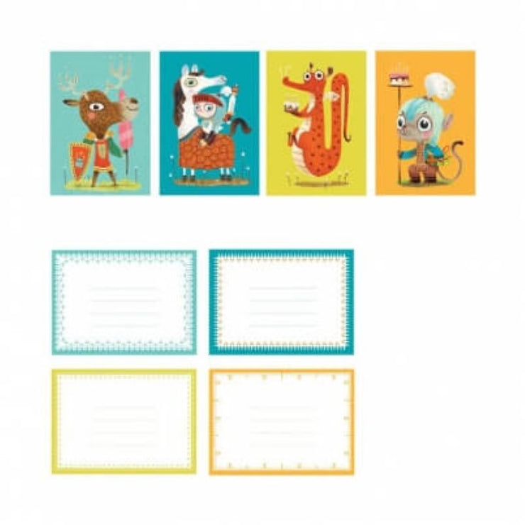 Djeco - 8 birthday invitations to fill - knights theme - birthday party for kids - arts and crafts