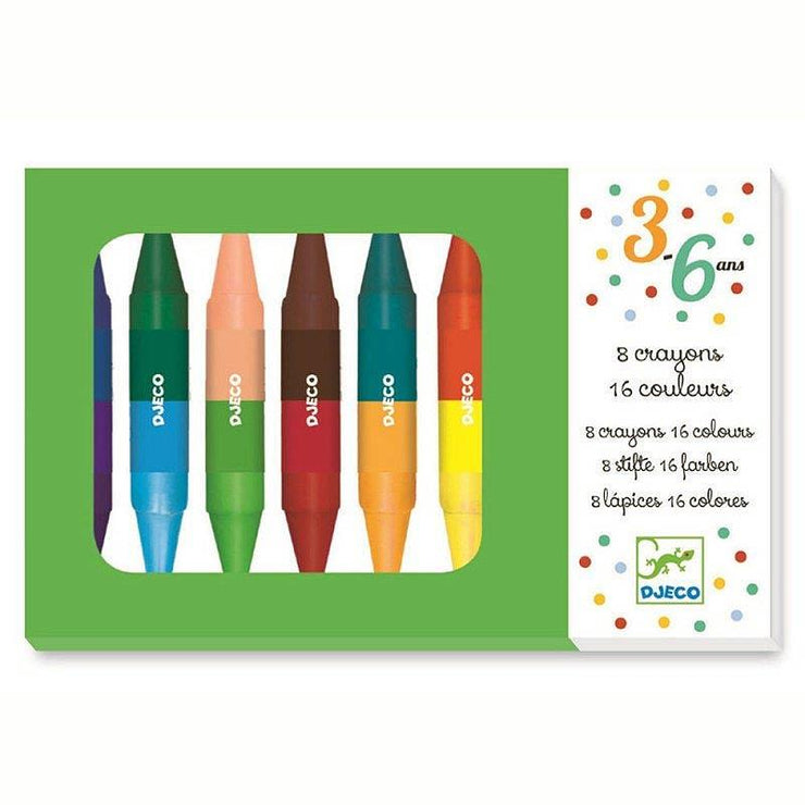 Let your child's imagination run wild with these double-ended pencils made by Djeco ! 8 pencils and 16 colours for their greatest joy !