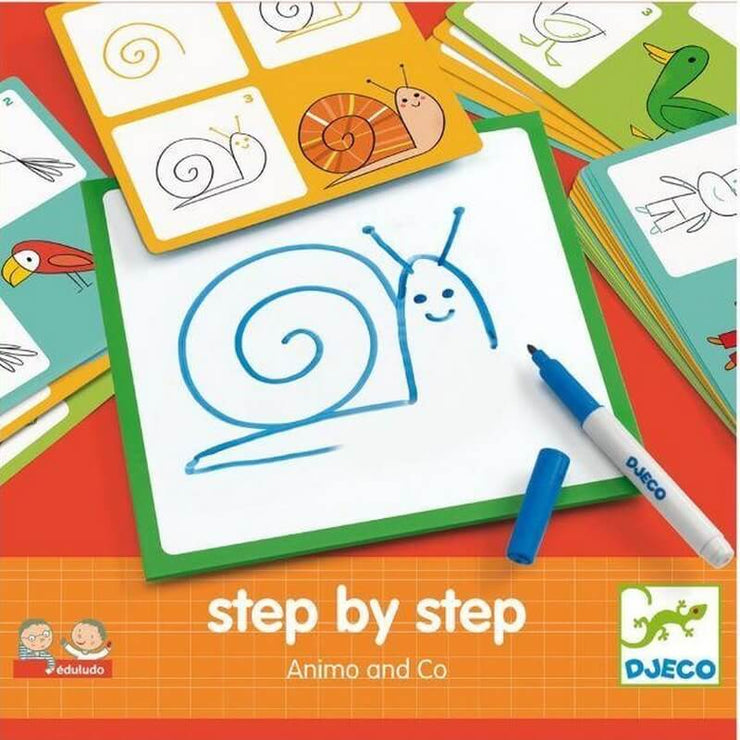 DJECO - Step by step drawing kit to teach children how to draw animals easily