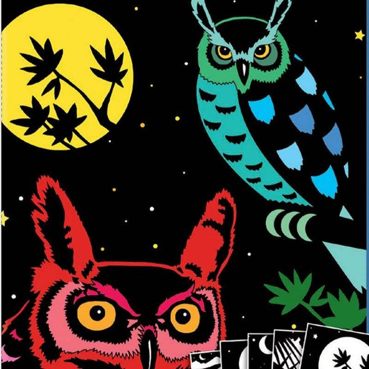 Fun and original colouring sheets for children forest animals in the night