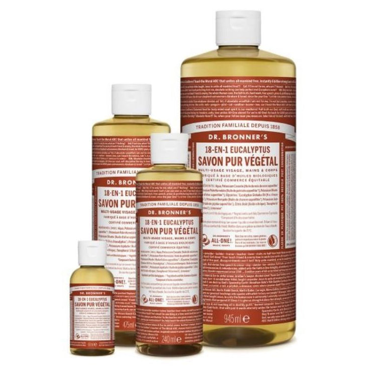 Dr. Bronner's - liquid soap - eucalyptus - organic and sustainable natural product respectuf of the skin and the environment