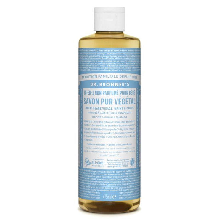 Dr. Bronner's - multifunctionnal liquid soap 18 in 1 - neutral smell - respect the skin and the environment