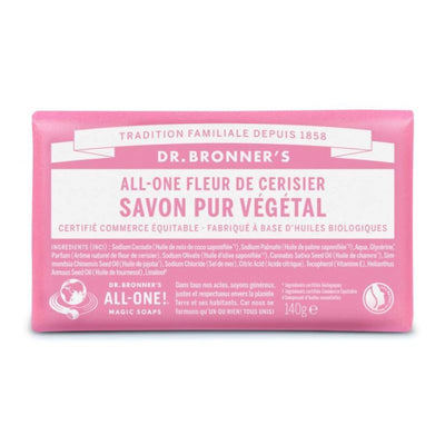 Dr. Bronner's - solid soap 18 in 1 - cherry blossom - cute and vintage packaging - vegan, organic and faire trade soap respectful of the skin and environment
