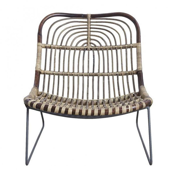 Kawa metal and rattan armchair