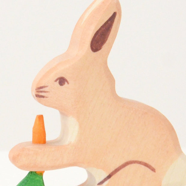Handmade Wooden Rabbit with a carrot
