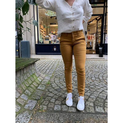 HAPPY - Joy chino trousers - mustard - made in France - comfortable and feminine