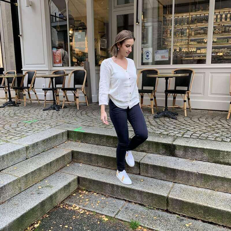 HAPPY - Joy chino trousers - blue navy - comfortable and feminine