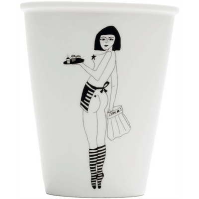 HELEN B - "pin-up cake girl" cup - handmade Porcelain cup