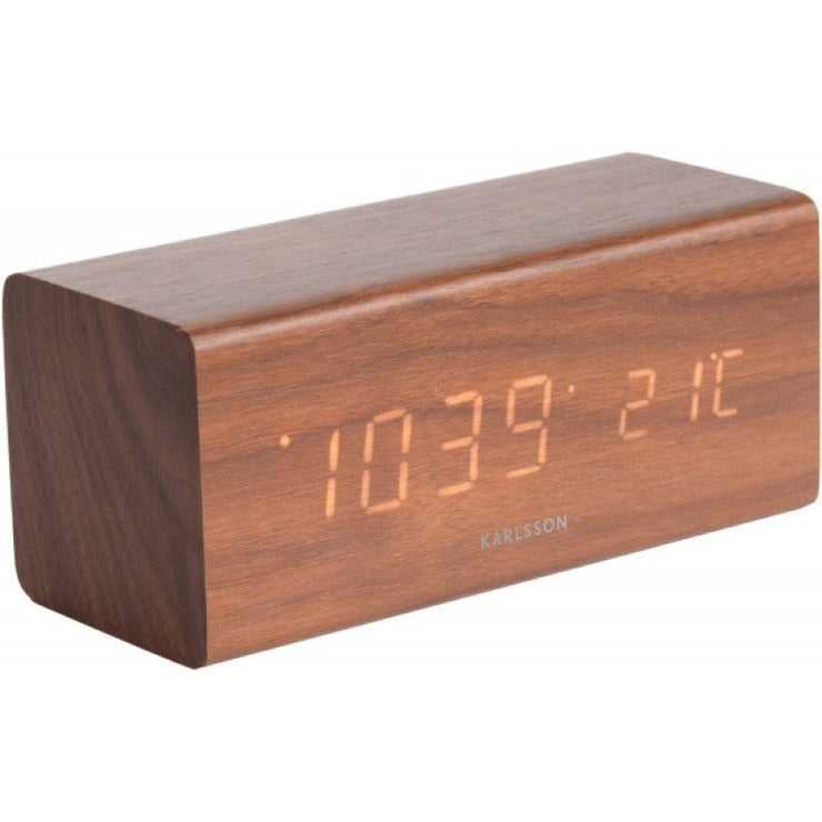 KARLSSON - block alarm clock - dark wood - design and natural - gift idea