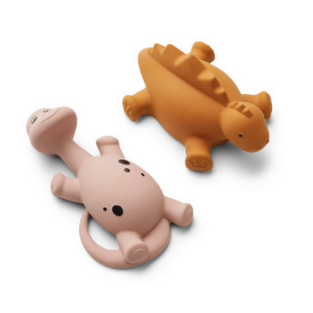 LIEWOOD - Ruber bath toys - Pink and orange dinosaurs