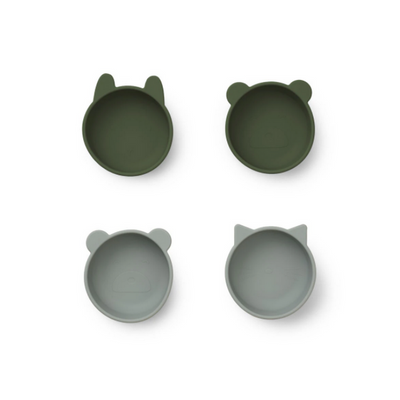 LIEWOOD - Set of 4 green bowls in silicon with animal ears