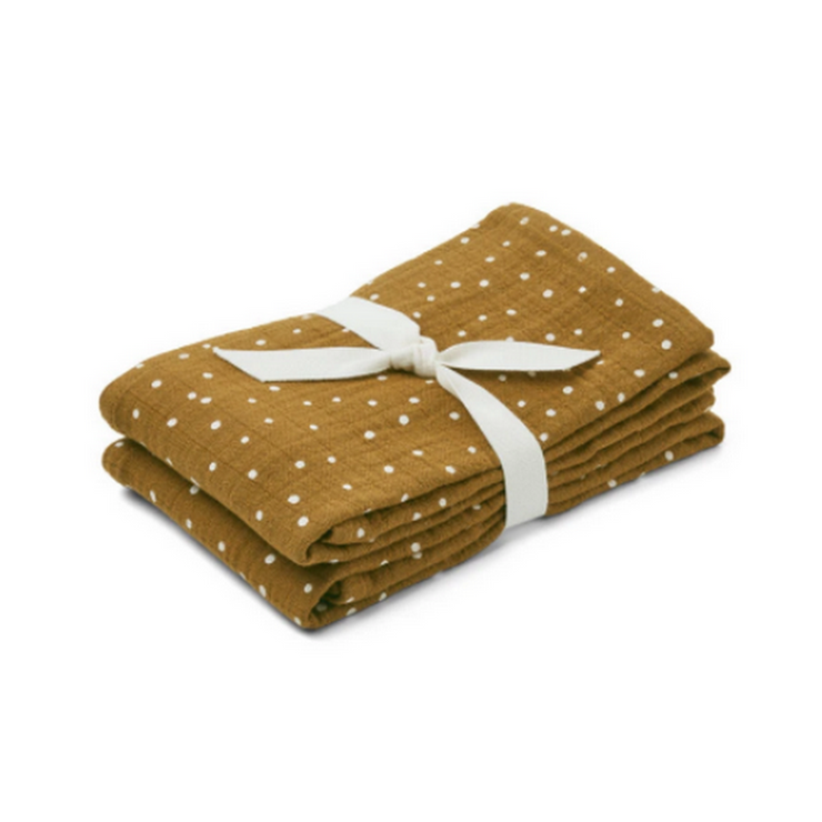 LIEWOOD - Set of two muslin cloths for babies made from organic cotton - Confetti olive