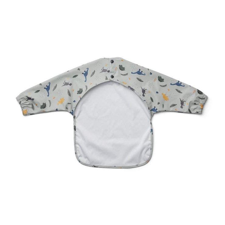 LIEWOOD - Cape bib for baby - dino dove blue mix - long sleeves and water repellent