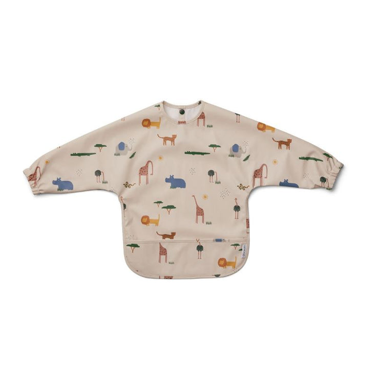 LIEWOOD - cape bib for kids - safari mix - long sleeves and water repellent