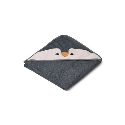 LIEWOOD - Hooded bath towel - penguin grey - 100% organic cotton