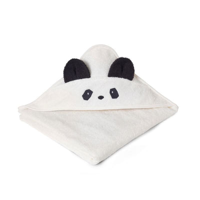 Liewood - cute hooded towel - panda crème de la crème - bath robes for kids - 100% cotton