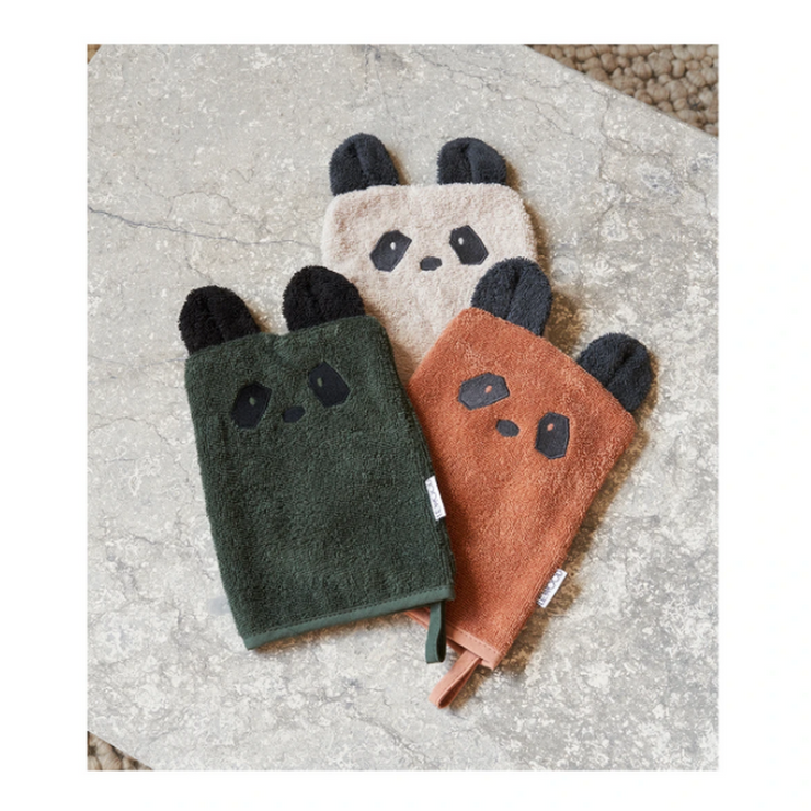 LIEWOOD - Set of 3 washcloths in organic cotton - Panda - Scene