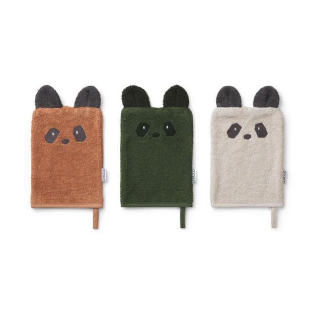 LIEWOOD - Set of 3 washcloths in organic cotton - Panda