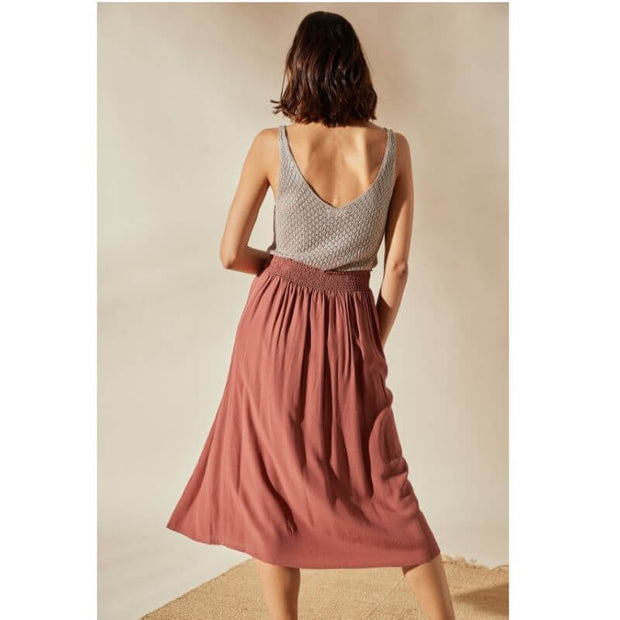Louizon - midi Skirt Carty - brass color - 98% cotton - 2% elasthane