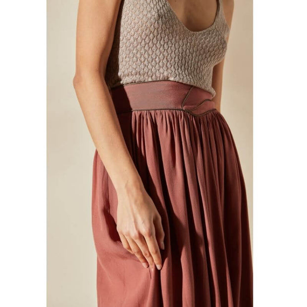 Louizon - midi Skirt Carty - brass color - 98% cotton - 2% elasthane