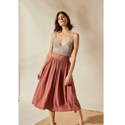 Louizon - midi Skirt Carty - brass color - 98% cotton - 2% elasthane