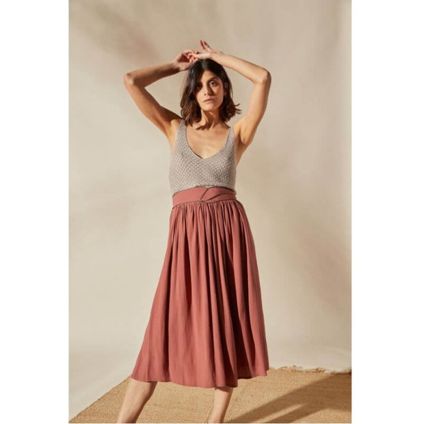 Louizon - midi Skirt Carty - brass color - 98% cotton - 2% elasthane