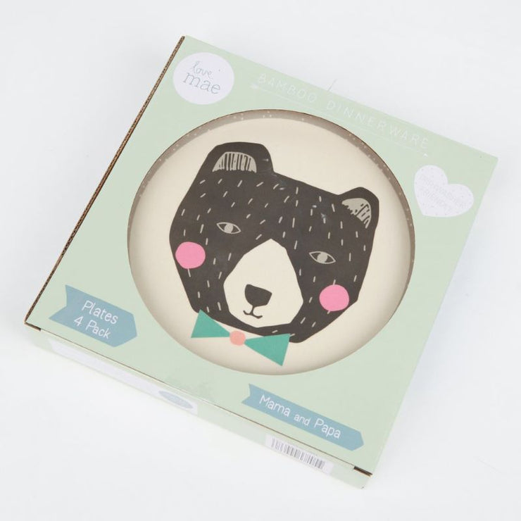 LOVE MAE - set of 4 bamboo plates for kids - mama & papa - funny and sustainable
