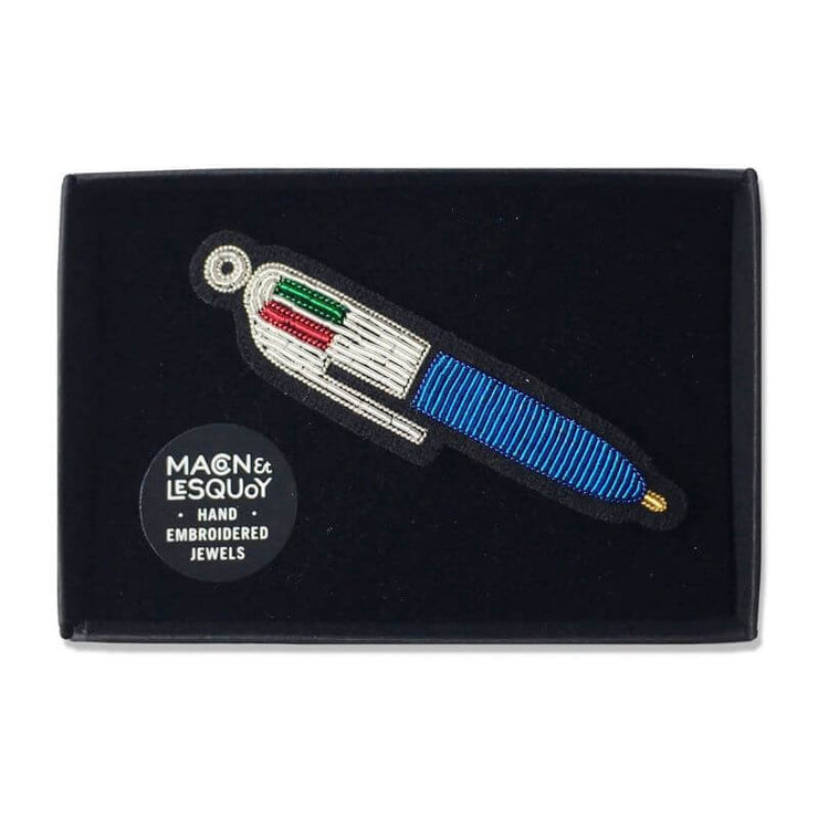 MACON & LESQUOY - Embroidered brooch - ballpoint pen - handmade in France