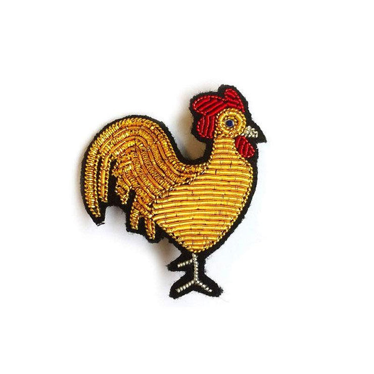 MACON & LESQUOY - Hand embroidered brooch - Gold rooster