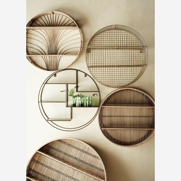 Round rattan shelf